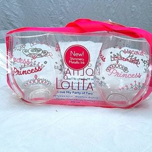 Lolita Love My Party of Two acrylic glasses, BPA free, stemless, Valentines, NWT